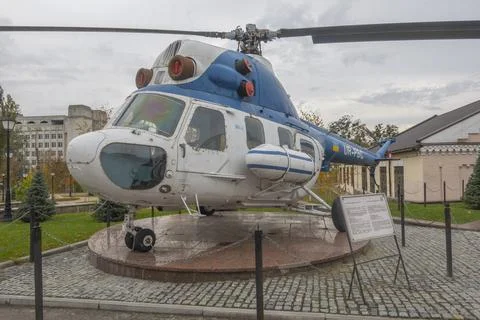 Light multi-purpose helicopter Mi-2 of 1961 in the KPI Museum Light multi-pur 库存照片