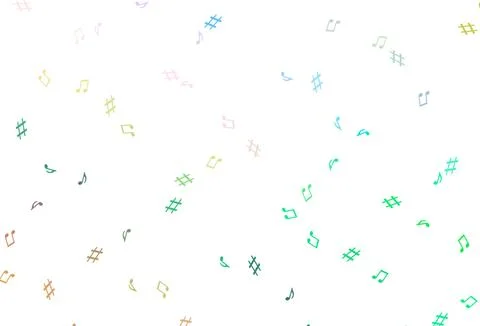Light Multicolor, Rainbow vector backdrop with music notes. Stock Illustration