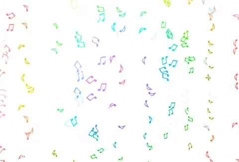 Light Multicolor, Rainbow vector backdrop with music notes. Stock Illustration