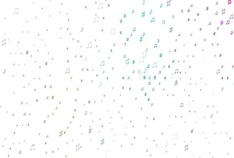 Light Multicolor, Rainbow vector background with music symbols. Stockillustratie