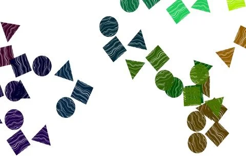 Light Multicolor, Rainbow vector cover in polygonal style with circles. Ilustración de archivo
