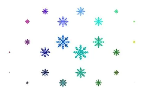 Light Multicolor, Rainbow vector pattern with christmas snowflakes. Stock Illustration