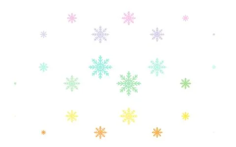 Light Multicolor, Rainbow vector pattern with christmas snowflakes. 스톡 일러스트