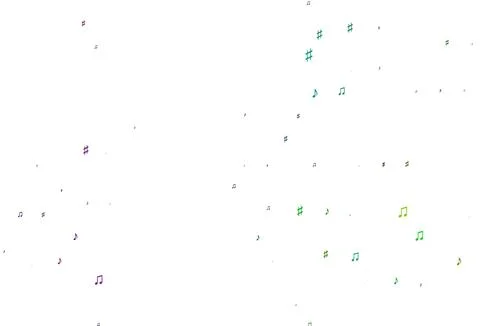 Light Multicolor, Rainbow vector pattern with music elements. Stock Illustration