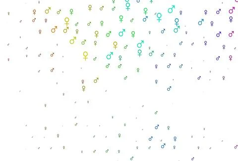 Light multicolor, rainbow vector pattern with gender elements. Stock Illustration