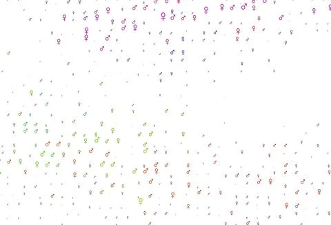 Light multicolor, rainbow vector pattern with gender elements. Stock Illustration