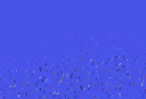 Light multicolor, rainbow vector pattern with gender elements. Illustrazione stock