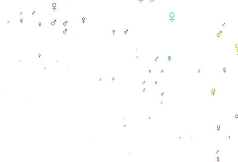 Light multicolor, rainbow vector pattern with gender elements. Illustrazione stock