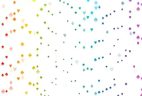 Light Multicolor, Rainbow vector pattern with symbol of cards. Illustrazione stock