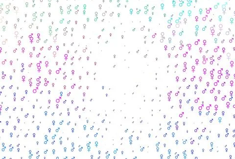 Light multicolor, rainbow vector pattern with gender elements. Stock Illustration