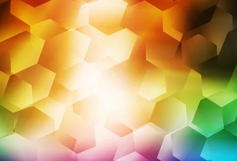 Light Multicolor vector background with set of hexagons. Illustrazione stock