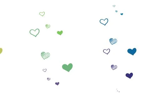 Light Multicolor vector background with Shining hearts. Stock Illustration