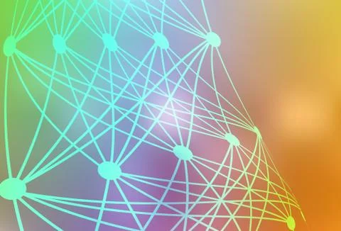 Light Multicolor vector pattern with artificial intelligence network. Illustrazione stock