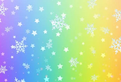 Light Multicolor vector pattern with christmas snowflakes, stars. 스톡 일러스트