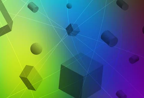 Light Multicolor vector texture with 3D cubes, cylinders, spheres, rectangles Illustrazione stock