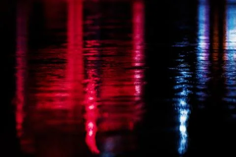 Light multicolored lights on the ground. Stock Photos