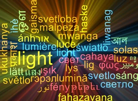 Light multilanguage wordcloud background concept glowing Stock-Illustration