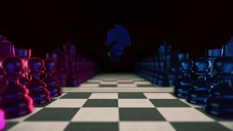 Light Neon Chess in a 3D animation Stock Footage 239101532