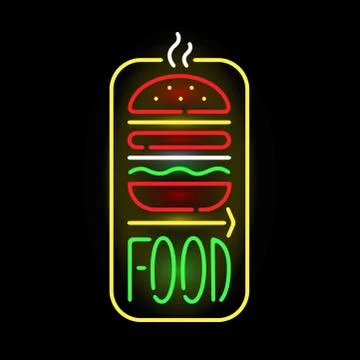 Light neon food label vector illustration 스톡 일러스트