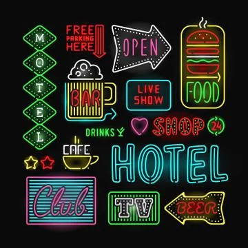 Light neon labels vector illustration 스톡 일러스트