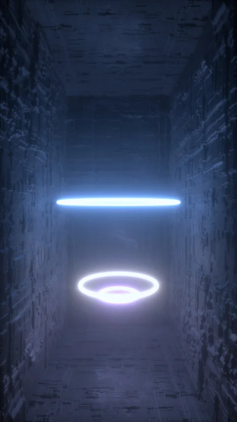 Light Neon Rings Dancing In A Seamless Loop - Vertical Animation Stock Footage 304924743