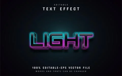 Light neon style text effect Stock Illustration