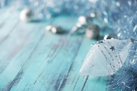 Light Nice Christmas decorated rustic background. Copy space for greetings3 Stock Photos
