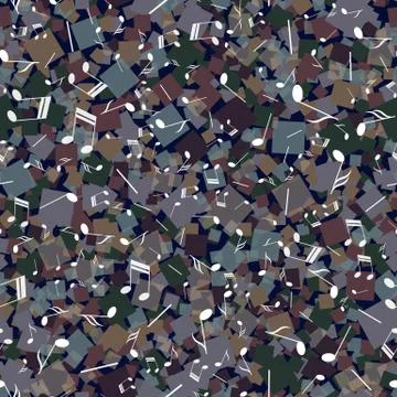 Light notes and squares are scattered on a blue background. Stock Illustration