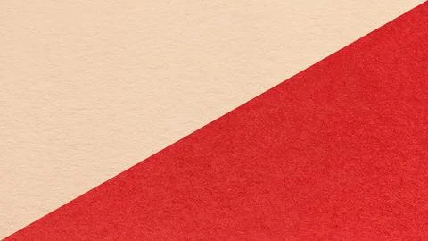 Light nude paper texture two color background with red diagonal split and c.. Stock Photos