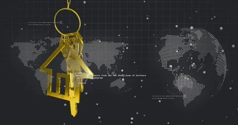 Light nudge sending gold house keyring swinging and rotating, showing global Stock Footage 329929905