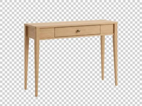 Light oak console table with single drawer and tapered legs for hallway sto.. Stock Photos