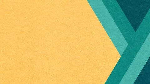 Light ochre textured paper background with teal, emerald and cyan geometric l Stock Illustration