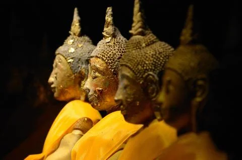 The light on the older buddha. Stock Photos