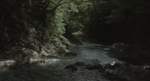 Light up one side river zoom, 4k non color graded (4000x2160) Vídeo Stock 50130179