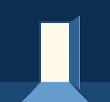 Light from an open door coming into a dark room Stock Illustration