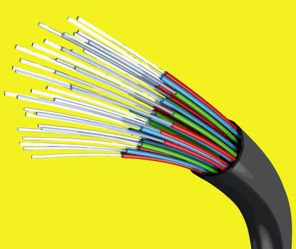 Light optical fiber network cable  tech communication speed illustration Stock Illustration