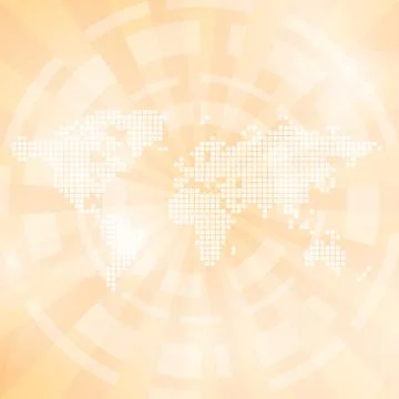 Light orange abstract background with map and rays - vector 스톡 일러스트