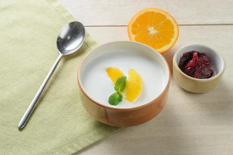 Light orange oatmeal Stock Photos