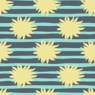 Light orange star elements seamless simple pattern. Navy blue and turquoise s Stockillustratie