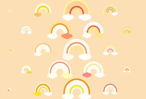Light Orange vector backdrop with rainbows, clouds. Illustrazione stock