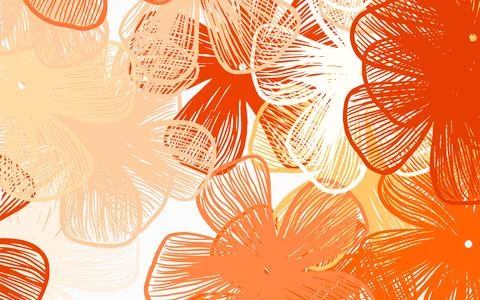 Light Orange vector doodle pattern with flowers Stock Illustration
