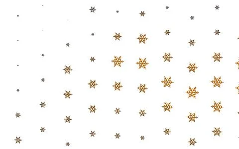 Light Orange vector pattern with christmas snowflakes, stars. Stock Illustration