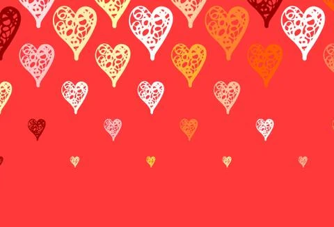 Light Orange vector pattern with colorful hearts. Illustrazione stock