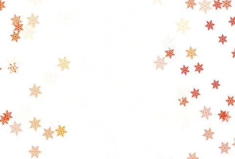 Light Orange vector texture with colored snowflakes, stars. Stock Illustration