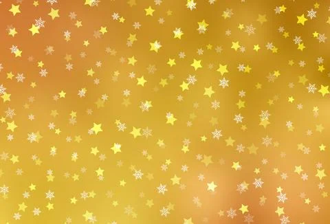 Light Orange vector texture with colored snowflakes, stars. Stock Illustration