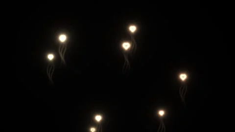 Light orbs float in dark space with ghostly trails Stock Footage 338227992