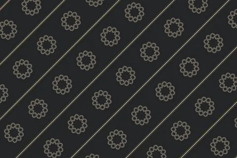 Light outlined loop motifs and fine diagonal bands contrast against a charc.. 스톡 일러스트