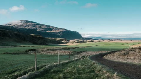 Light over meadows Iceland Landscape 4K Timelapse Stock Footage 56557900