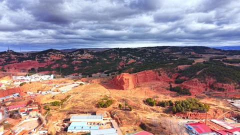 Light over Teruel industrial area, Teruel, Spain Video stock 344694395