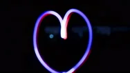 Light Paint Of Heart For Valentine's Day Stock Footage